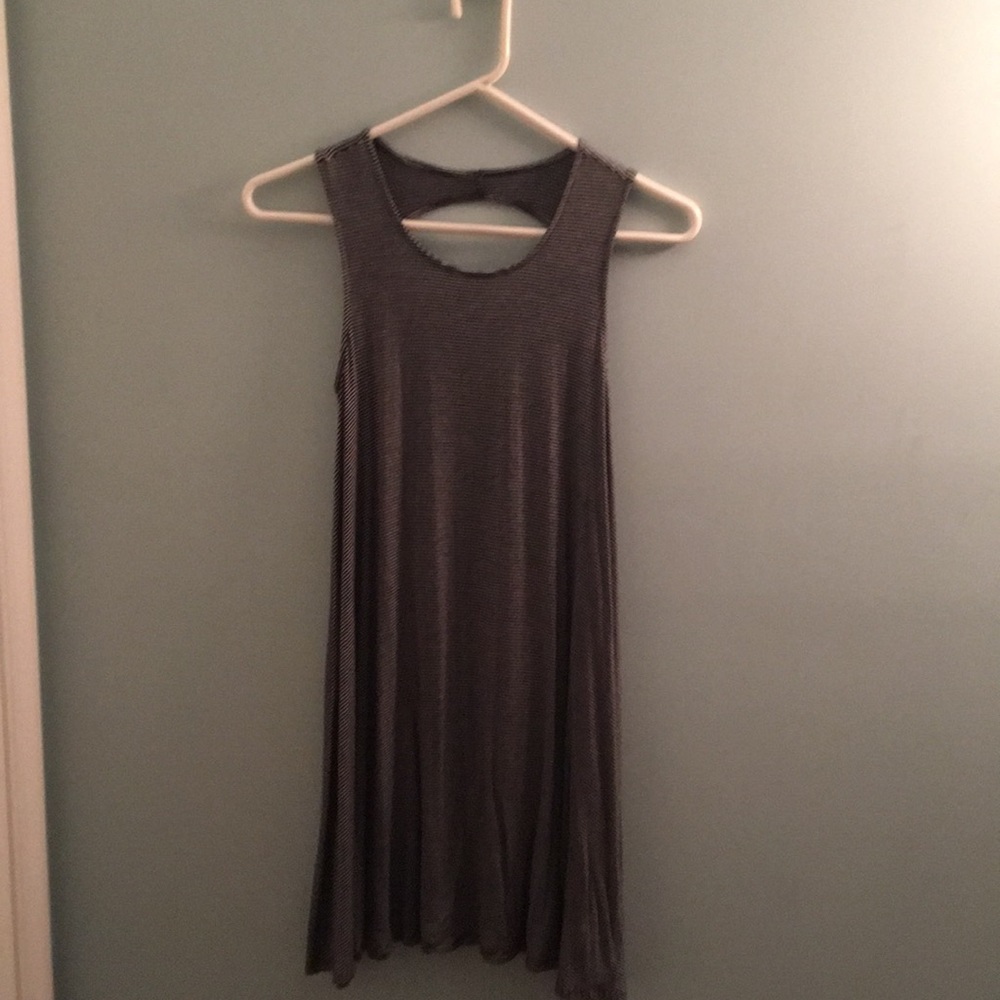 soft and comfy black and white striped swing dress